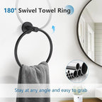 TNOMS 5 Pieces Towel Bar Set Matte Black Bathroom Hardware Accessories Set Stainless Steel Towel Racks Set for Bathroom,Wall Mounted 23.6 Inch Bathroom Hardware Set