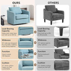 MINCETA Accent Chairs Set of 2, 360° Swivel Barrel Chair with High Density Foam, Oversized Reading Chair with Performance Fabric Upholstered Armchair for Living Room, Bedroom, Apartment Teal Blue
