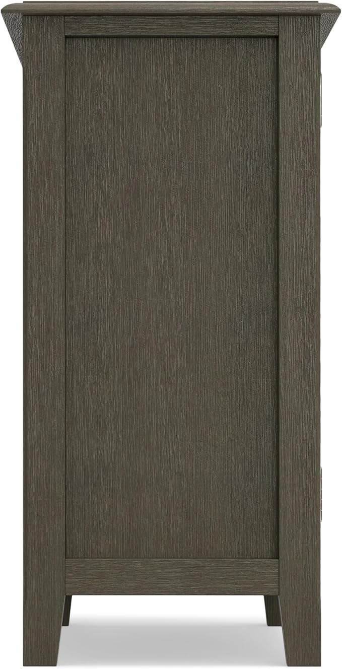SIMPLIHOME Burlington SOLID WOOD 30 inch Wide Transitional Low Storage Cabinet in Farmhouse Grey for the Living Room, Entryway and Family Room