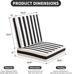 Outdoor Seat Cushions Set for Patio Furniture Deep Seating Patio Cushion Set Weather-Resistant Thick Cushions 25.6" W x 25.6" D x 5”T,Black Stripes
