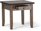 SIMPLIHOME Artisan SOLID WOOD 21 inch wide Square End Table End Side Table in Natural Aged Brown with Storage, 1 Drawer, for the Living Room and Bedroom