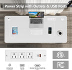 farexon 48 x 24 inch Standing Desk Electric Adjustable Height with Charging Station,USB Outlets, Stand up Desk with Ergonomic Workstation, 18mm Tabletop(White)
