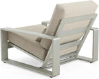 Christopher Knight Home Aspen Outdoor Aluminum Club Chair, Durable Aluminum Lounge Chair, Armchair with Cushions, Metal Accent Chair, Tilt Backrest Recliner for Backyard, Garden, Balcony, Silver+Beige