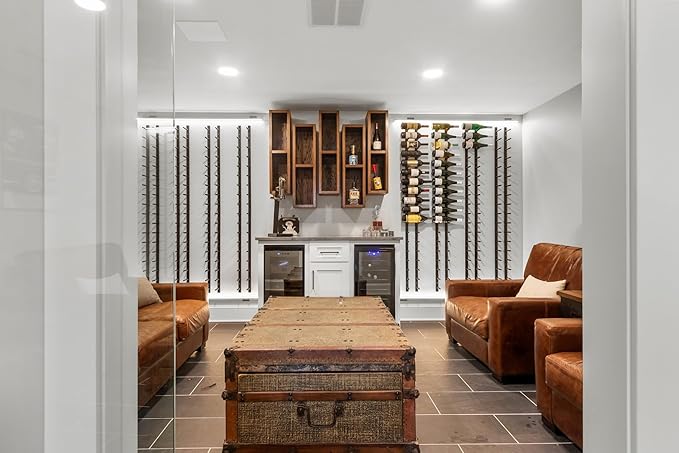 Ultra Wine Racks Wall Mounted Label-Out Wine Racks (3 Foot 2 Deep, Matte Black, 18 Wine Bottles) - Modern Metal Wine Storage, Modular Design for Home Bar, Kitchen, Dining Rooms, & Wine Cellars