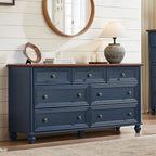 7 Drawers Dresser for Bedroom, Farmhouse 54" Wide Wood Dressers Chest of Drawers, Vintage Design TV Stand, Rustic Storage Dresser Organizer with Metal Handle Closet for Living Room, Hallway