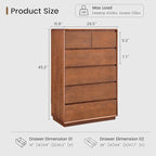 Solid Wood Dresser for Bedroom, Natural Solid Wood 6 Drawer Dresser,45.3" Tall Mid Century Modern Chest of Drawers, Closet Storage Organizer for Living Room, Bedroom