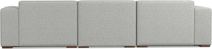 SIMPLIHOME Rex 3-Seater Modular Sofa in 100% Recycled Polyester Tightly Woven Performance Fabric, Pale Grey, 122-inches Wide, Handcrafted Modern-Style Couch for Living Room and Family Room
