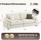 89" Loveseat Sofa, Cloud Foam Couch, 3 Seater Upholstered Midcentury Mondern Love Seat with USB Type C Ports, 4 Pillows and Flip-Open Storage Armrest for Living Room/Small Spaces, Beige