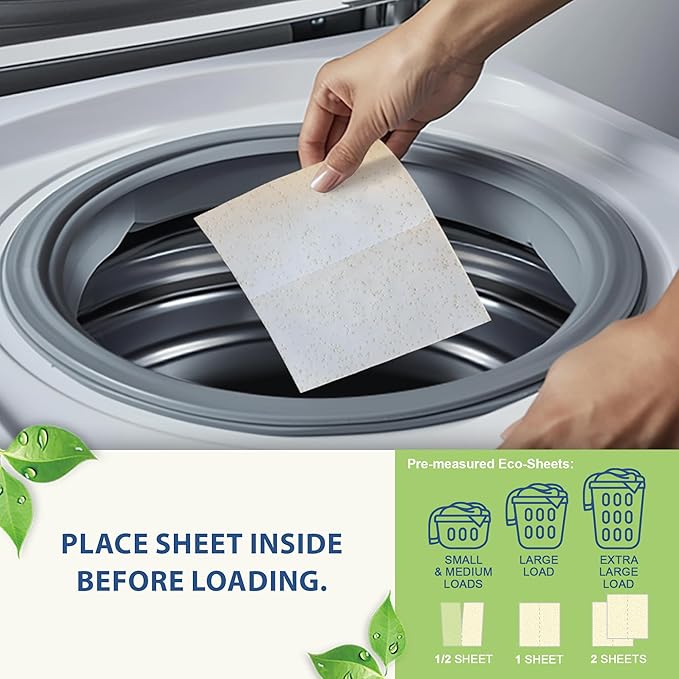 MorningRain Eco Laundry Detergent Sheets - Ingredients from Finland, Unscented, Bio-Enzyme Formula, Power Clean, 90 Sheets (Up to 180 Loads) - Non-Toxic, Preservative-Free, Skin Safe, Designed in USA