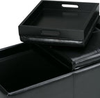 SIMPLIHOME Avalon 42 inch Wide Contemporary Rectangle Storage Ottoman in Midnight Black Vegan Faux Leather, Assembled, For the Living Room, Entryway and Family Room