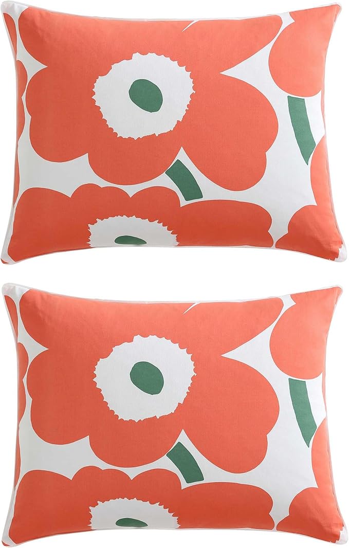 Marimekko - Duvet Cover Set, Super Soft Organic Bedding, Casual Home Decor (Unikko Orange, King)