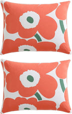 Marimekko - Duvet Cover Set, Super Soft Organic Bedding, Casual Home Decor (Unikko Orange, King)