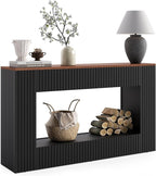 LITTLE TREE Black Console Table for Entryway, 55 Inch Long Narrow Farmhouse Sofa Table with Storage for Living Room, Hallway, Entry, Behind Couch, Entrance, Foyer