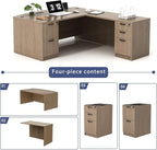 GINO Collection, 67" W L Shape Executive Office Desk with Two File Cabint - Right Return (Lime)
