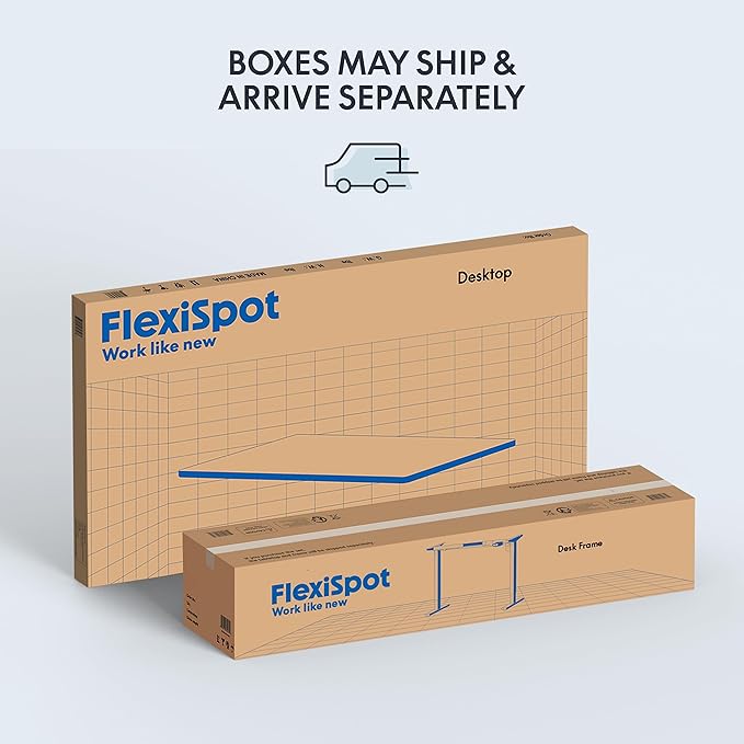 FLEXISPOT EN1 One-Piece Electric Standing Desk 48 x 24 Inches Seamless Seamless Desktop Height Adjustable Desk Stand Up Desks for Home Office (Silver Frame + White Top, 2 Packages)