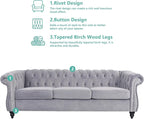 Velvet Sofa Couches Set, 3-Piece Mid Century Modern Upholstered Couch with Cushions, Home Sofa Sectional Furniture Sets, Comfy Tufted Chesterfield Couches for Living Room, Bedroom, Office