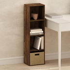 Furinno PASIR Book Shelf, 4-Tier Modern Bookshelf, Open Shelves Bookcase 9 x 12 x 42, for Living Room, Bedroom, Home Office, Amber Pine
