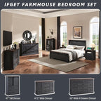 Farmhouse 9 Drawers Dresser for Bedroom, 60" Wide Wood Rustic Chest of Drawers, Large Storage Dressers Organizer for Bedroom, Living Room, Hallway, Dining Room, Dark Grey