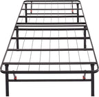 Amazon Basics Bed Frame with Storage, Foldable Metal Platform, Sturdy Steel, No Box Spring Needed, 14-inch High, Tool-Free Setup, Twin Size, Black