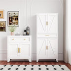 Large Metal Kitchen Pantry Cabinet with Adjustable Shelves - Freestanding Kitchen Storage Cabinet for Dining Room,Livingroom Bathroom, Hallway, Workshop, Office (White, 71"-1 Drawer)