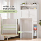 MU Over The Toilet Storage Cabinet with Doors, 32" Bathroom Storage Organizer with Side Shelves, Space-Saving Toilet Storage Rack for Bathroom, Laundry (White)