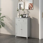 LOKO Bathroom Floor Cabinet, Kitchen Storage Cabinet with 1 Drawer, 2 Doors & 3-Position Adjustable Shelf, 2-Door Floor Storage Cabinet for Bathroom, Living Room, Entryway (Grey)