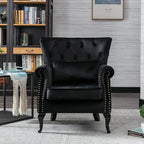 chairus Mid-Century Modern Accent Chairs Set of 2, Comfy Tufted Single Sofa Chair Wingback Armchair with Pillow for Club, Living Room, Bedroom - Velvet, Black