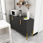 4 Doors Sideboard Buffet Cabinet with Adjustable Shelves,Modern Accent Sideboard with Golden Legs,Wide Storage Cabinet for Kitchen,Living Room,Black