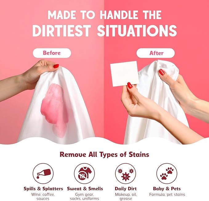 QLEAN Laundry Detergent Sheets (Travel Size 10 Loads) – Travel Laundry Detergent Sheets, Eco-Friendly Laundry Soap, HE & Standard Washer Safe, Stain Remover, Skin-Friendly - Ruby Sunset Bliss