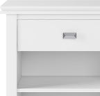 SIMPLIHOME Artisan Bedside Table - 24 inch Wide Solid Wood Nightstand Table in White, Contemporary Bedroom Side or End Table with 1 Drawer, Open Shelf Storage and Bronze Knobs