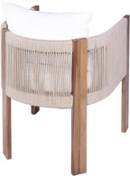 Christopher Knight Home Matera Dining Chair Set of 2, Acacia Wood Outdoor Accent Chair, Farmhouse Patio Kitchen Side Chair, Comfy Reading Chair, Round Backrest and Water Resistant Cushion,Teak+ Beige