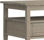 SIMPLIHOME Warm Shaker Coffee Table - 48 inch Wide Solid Wood Cocktail Table in Distressed Grey, Transitional Living Room Table with 2 Storage Drawers and Open Shelf for Sitting Area or Lounge