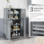 Giantex Bathroom Floor Storage Cabinet - Linen Floor Cabinet with Doors and Adjustable Shelves, Freestanding Side Storage Organizer for Bathroom, Living Room, Entryway, Kitchen Storage Unit (Grey)
