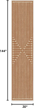 RUGGABLE x Jonathan Adler Machine Washable Modern Runner Rug – Inkdrop Copper 2.5x12, Stain-Resistant, Non-Slip – Washable Rug for Hallway, Entryway, Living Room & Kitchen–with Standard Pad
