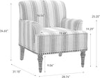 Pia Ricco Floral Accent Chair: Modern Nailhead Trim Armchair with Wood Legs - Upholstered Reading Chair for Living Room, Bedroom, Home Office