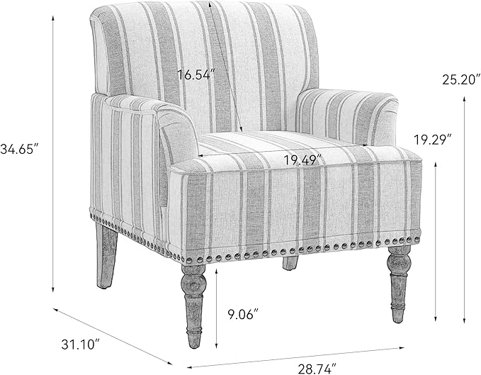 Pia Ricco Floral Accent Chair: Modern Nailhead Trim Armchair with Wood Legs - Upholstered Reading Chair for Living Room, Bedroom, Home Office