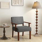 Giantex Modern Accent Chair Set of 2, Linen Living Room Arm Chair w/Soft Padded Seat & Backrest, Rubber Wood Frame, Mid Century Upholstered Reading Chair for Living Room, Bedroom, Reception, Grey
