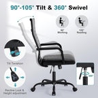 Office Desk Chair, Ergonomic Conference Room Chairs, PU Leather Executive Ribbed Computer Chair, Swivel Rolling Chair for Home Office