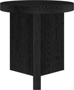 Henn&Hart 22" Fluted Scandinavian Round End Table, Ribbed Side Table, Nightstand for Living Room, Office, Family Room, or Bedroom, Black Grain
