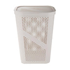 Mind Reader 60L Slim Laundry Hamper, Clothes Basket, Lid, Ventilated, Plastic, Set of 2, Ivory