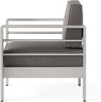 Christopher Knight Home Cape Coral Outdoor Aluminum Chat Set with Fire Table, Khaki / Light Grey