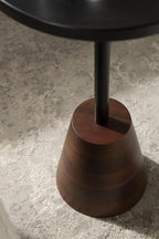 Kate and Laurel Tira Round Side Table, 14 x 14 x 24, Walnut Brown Wood and Black, Decorative Pedestal Style End Table for Use as a Bedroom Nighstand or Living Room Accent
