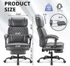 400lbs Office Chair with Foot Rest, Ergonomic Big and Tall Office Chair with Adjustable Headrest, High Back PU Leather Computer Chair,Comfy Heavy Duty Office Desk Chair (Classic Grey)