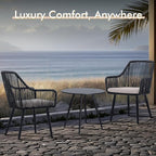 JOIVI Patio Dining Chairs Set of 2, Outdoor Rattan Chairs with Armrest and Cushions for Outside Lawn, Garden, Backyard, Indoor, Outdoor Dining Chairs, 350lb Weight Capacity, Black Patio Chairs