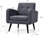 Giantex Upholstered Accent Chair, Modern Mid Century Linen Fabric Living Room Chair with Arms, Max Load 265 Lbs, Comfy Tufted Single Sofa for Reading, Bedroom, Office, Club, Grey