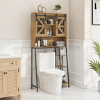 Over The Toilet Storage Cabinet, Farmhouse Storage Cabinet Over Toilet with 2 Sliding Barn Door，Home Space-Saving Toilet Rack, for Bathroom, Restroom, Laundry.(Brown)