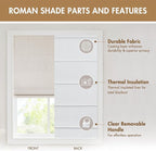 Madison Park Cordless Roman Shades, Total Blackout Window Blind Privacy Window Shades, Thermal Insulated Cordless Window Treatment for Bedroom, Living Room, Quincy, Single Panel 27" W X 64" H Linen