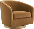 CHITA Swivel Accent Chair Set of 2, FSC Certified Upholstered Velvet Barrel Chair for Living Room, Fully Assembled, Sand