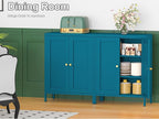 Coffee Bar Cabinet, Metal Sideboard Buffet Cabinet,Metal Storage Cabinet with 2 Doors and Adjustable Shelves for Kitche, Living Room, Entryway, Bathroom,Office (Blue, 31.5" H)