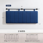 UEV Queen Headboard Only, Wall Mounted Hanging Upholstered Bed Head Board, Modern Vertical Channel Design of Fine Linen, Elegant Dark Blue Fluted Headboard for Bedroom (Dark Blue, Queen Size)